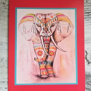 Carte de voeux vierge éléphant mystérieux - Oeuvre d'art originale