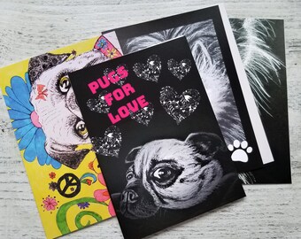 Artwork Greeting Cards Blank-Dogs and Cats 5 Pack