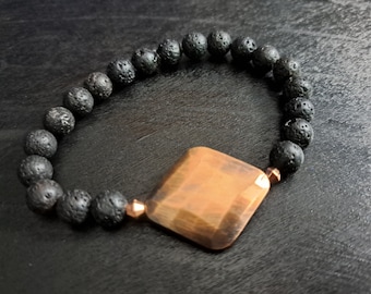 Lava Stone and Copper Healing Stone Bracelet