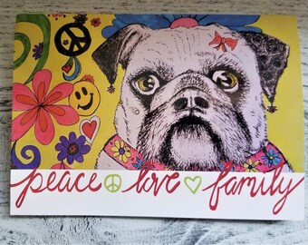 FESTIVE / CHRISTMAS Pugs For Peace Card - Original Artwork