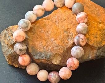 Pink Zebra Jasper 10mm - Semi-Precious Stone Bracelet