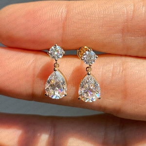 Moissanite Drop Earrings: 925 Sterling Silver, 3 Ct, Retro Style