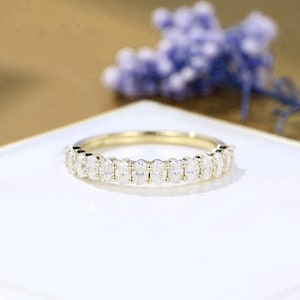 1.50 Ct Oval Cut Moissanite Wedding Band, Half Eternity Ring , Moissanite Eternity Band, Stacking Matching Bridal Ring