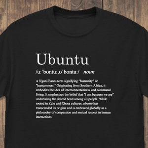 T-shirt à manches courtes pour homme Définition Ubuntu | Bantou Zoulou Xhosa Anglais Afrique du Sud Malawi Namibie Botswana Zimbabwe Culture