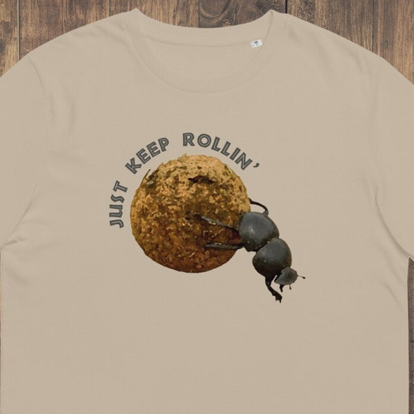 Funny Dung Beetle Men's TShirt Just Keep Rollin African Insect Safari Clothing Encouraging Motivational Bug Don't Give Up Kenya South Africa