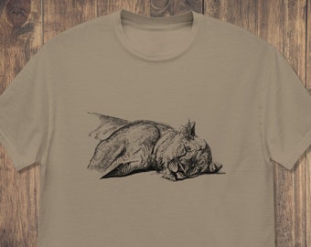 Leonessa Sleeping T-Shirt / Uomo Donna Unisex Leone Linedrawing Big Cat Safari Abbigliamento African Wildlife Tee Khaki Olive Safari T-Shirt