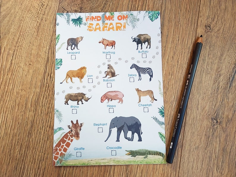 Printable Safari Wildlife Checklist | Zoo Scavenger Hunt for Kids | African Animals Treasure ...