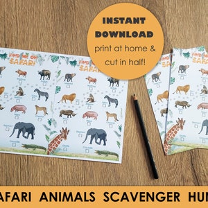 Printable Safari Wildlife Checklist | Zoo Scavenger Hunt for Kids | African Animals Treasure Hunt for Children