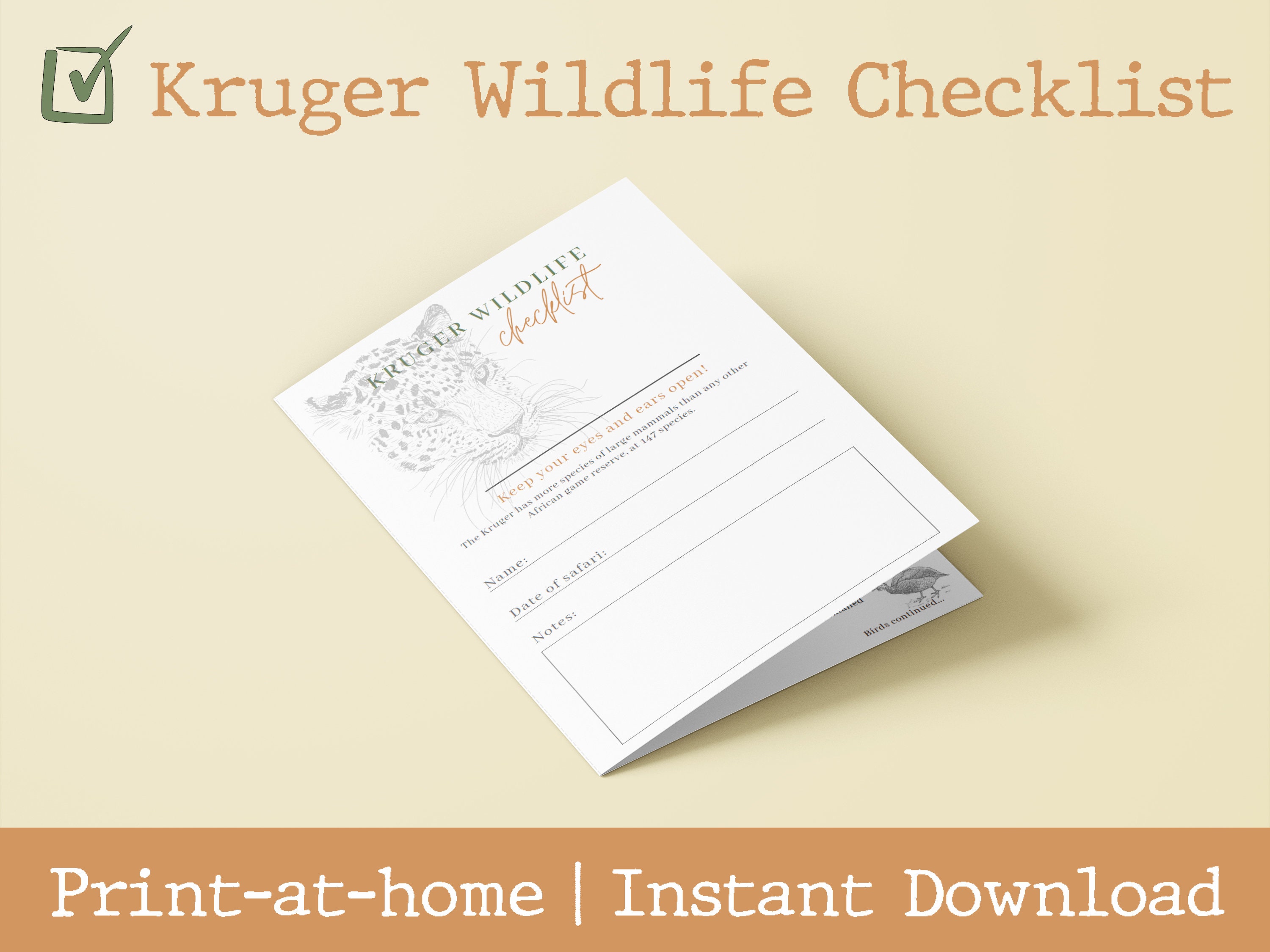 Printable Kruger Wildlife Safari Checklist: Animals Birds & - Etsy Printable Kruger Wildlife Safari Checklist: Animals Birds & - Etsy