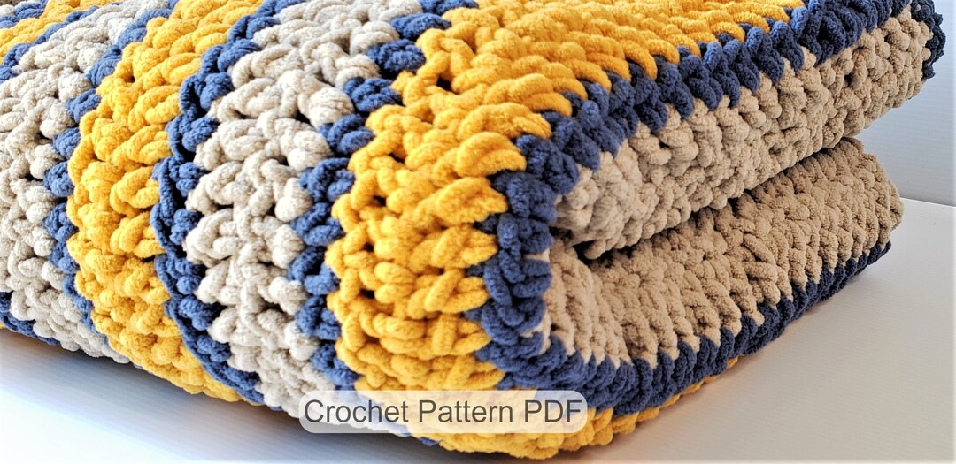 Bernat Cozy Country Blanket PATTERN // Easy Crochet Blanket // PDF