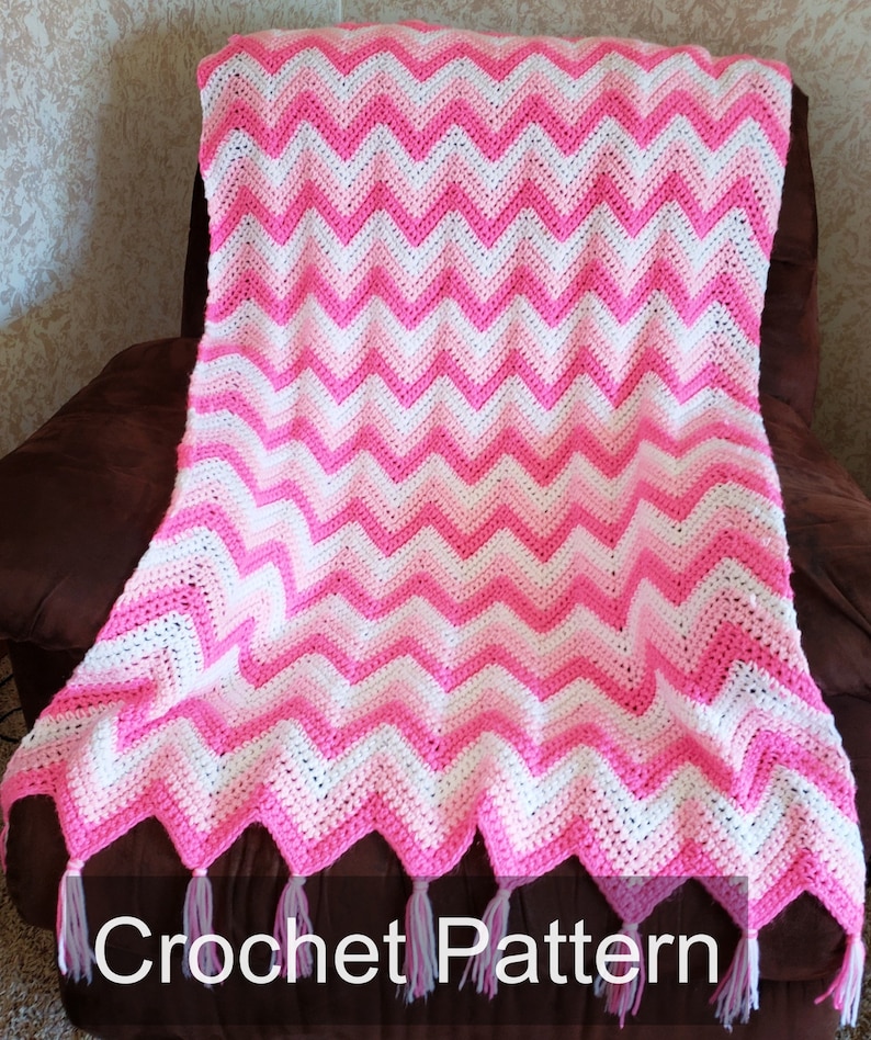 Crochet Chevron Blanket PATTERN // Easy Crochet Blanket //PDF Crochet Pattern // Crochet Blanket Pattern // Afghan Pattern // Throw Blanket image 1