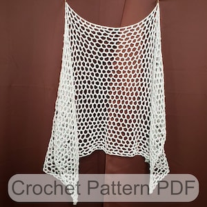 May include: White crochet net scarf with a crocheted pattern. Crochet Pattern PDF.