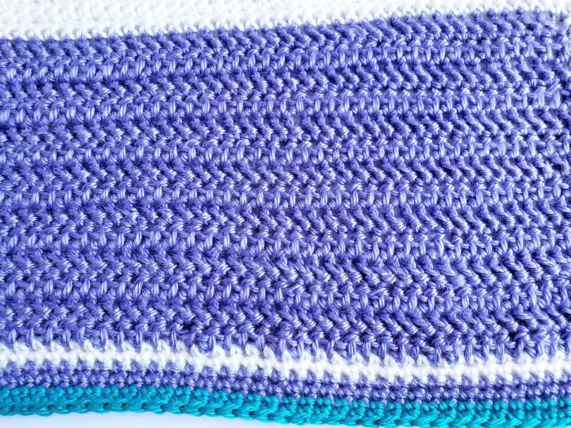 Herringbone Half Double Crochet Striped Blanket PATTERN / Easy Etsy