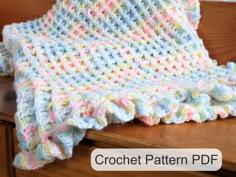 Waffle Stitch Baby Blanket Crochet PATTERN / Easy Crochet Blanket /PDF Crochet Pattern / Gender Neutral Baby Blanket Pattern / Baby Blanket image 1