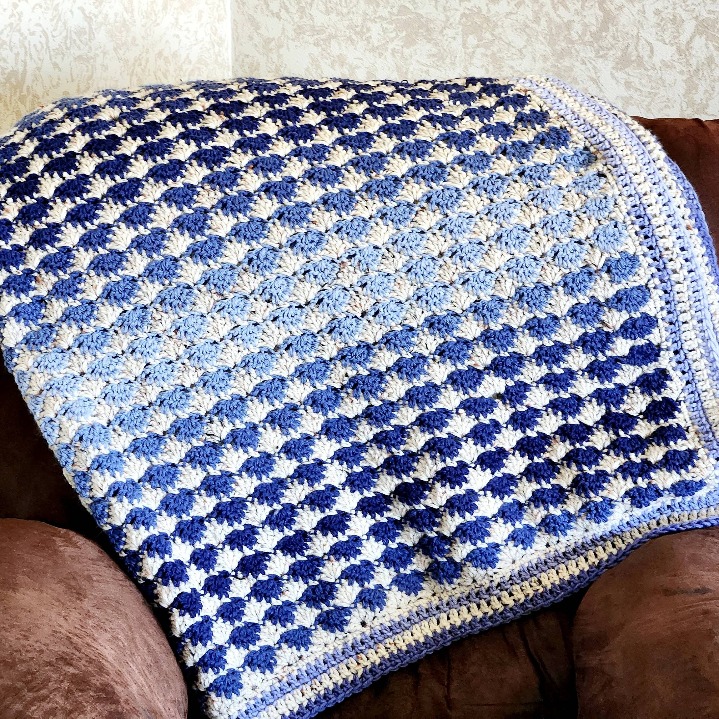 Interlocking Shell Stitch Crochet Blanket PATTERN / Easy Etsy