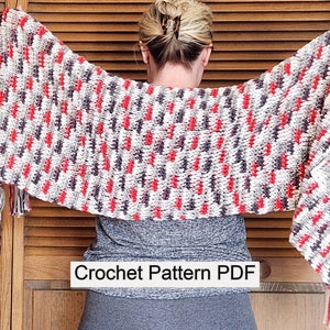 Tunisian Shawl Pattern / Easy Tunisian Pocket Shawl PATTERN / PDF Crochet Pattern / Rectangle Shawl Pattern /  Wrap Pattern