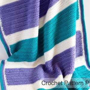 Herringbone Half Double Crochet Striped Blanket PATTERN / Easy Crochet Blanket for Beginners / PDF Crochet Pattern / Afghan Pattern