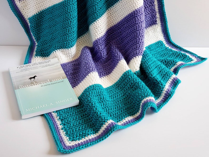 Herringbone Half Double Crochet Striped Blanket PATTERN / Easy Etsy