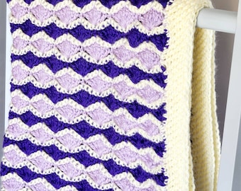 Lila Muschel Babydecke Häkelmuster / Einfache Häkeldecke / PDF Häkelanleitung / Babydecke / Baby Afghan Häkelanleitung