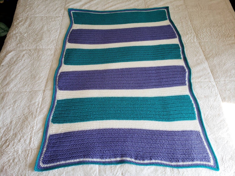 Herringbone Half Double Crochet Striped Blanket PATTERN / Easy Etsy