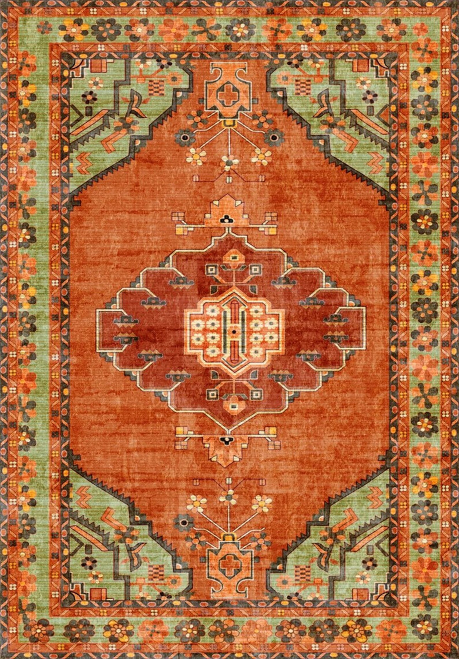 Energy Orange Bohemian Area Rug Etsy