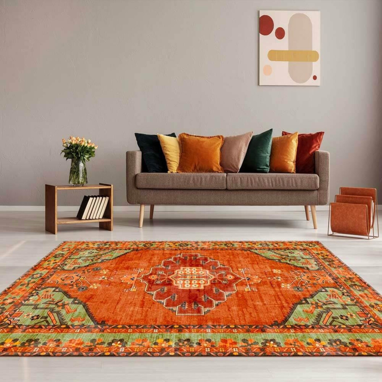 Energy Orange Bohemian Area Rug Etsy