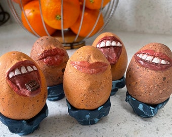 Handgefertigte Happy Eggs Ornament Küchenfigur