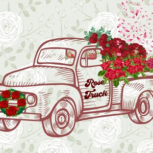 Camion plein de roses carte postale