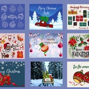 Paquete de nueve postales navideñas, caprichosas, coloridas y festivas