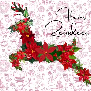 Rentier Postkarte mit Weihnachtssternen
