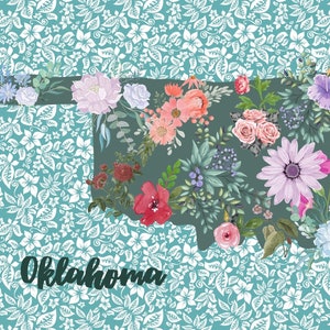Cartolina di Stato dell'Oklahoma con fiori