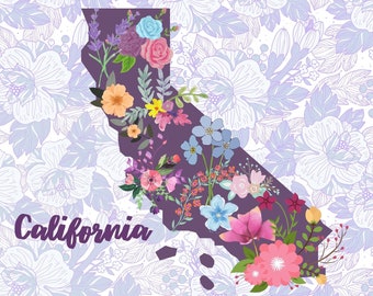 Jolie carte postale californienne, salutations de la carte postale californienne, carte postale d’État à collectionner, carte florale californienne