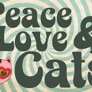 Paz Amor y Gatos Postal 6x4