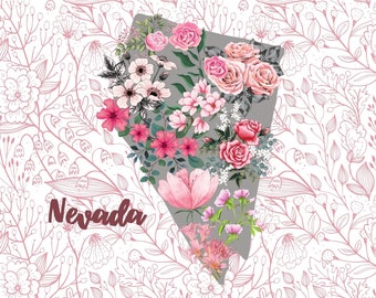 Pretty Nevada Postcard, Nevada State Postcard, Nevada Flower Postcard, Collectible State Postcard, Mixed Medium Postcard