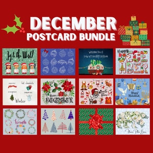 December Ansichtkaart Bundel, Ansichtkaart Variëteit Bundel, Pen Pal Stationary, Postcrossing Supplies, Surprise Me Ansichtkaarten, Doos met ansichtkaarten