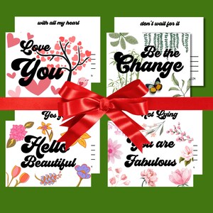 Lot de huit cartes postales Good Vibes, belle carte Bonjour, message d'amour, soyez le changement que vous voulez voir dans le monde, vous êtes fabuleux !