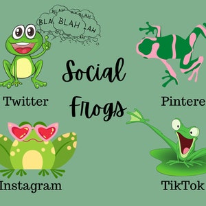 Carte postale de grenouille, carte postale de grenouille de médias sociaux, carte postale drôle de grenouille, carte de dessin animé de grenouille