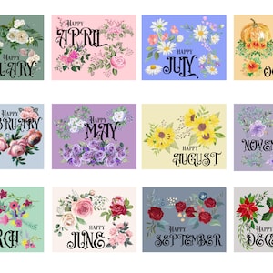 Festliche Monate des Jahres Postkarten Bundle, Geschenk für Postkartensammler, Pen Pal Set, Sammler Postkarten Set