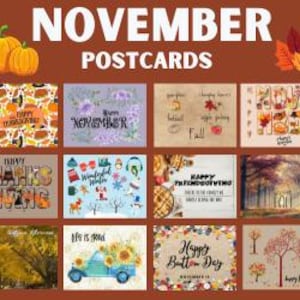 Paquete de postales de noviembre, paquete variado de postales, papelería para amigos por correspondencia, suministros para Postcrossing, postales Sorpréndeme, caja de postales