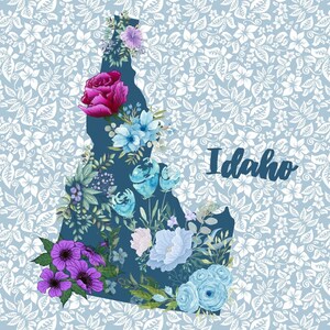Bella cartolina dell'Idaho, cartolina dello stato dell'Idaho, cartolina floreale dell'Idaho, cartolina di stato da collezione, cartolina media mista