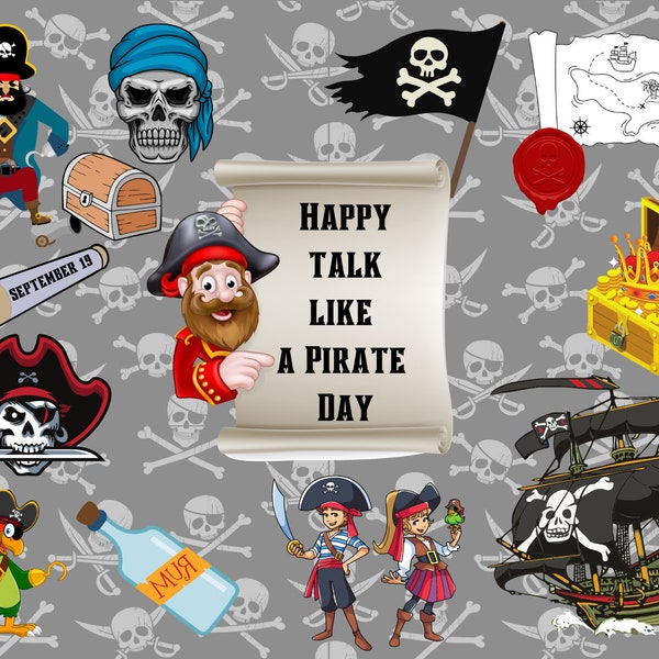 Happy Talk like a Pirate Day Postcard, September Holiday Card, Postcard Collector Collection, Funny Holiday Card, Pirate Gift