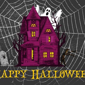 Colorful Halloween Postcard