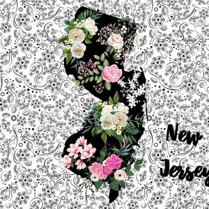 Bonito cartão postal de Nova Jersey, cartão postal floral colecionável do estado, presente para colecionador de cartões postais, cartão postal de flores, lembrança de Nova Jersey
