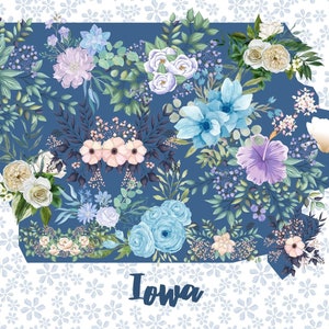 Cartão postal colecionável de Iowa, cartão postal floral estadual colecionável, presente para colecionador de cartões postais, cartão postal de flores, lembrança de Iowa