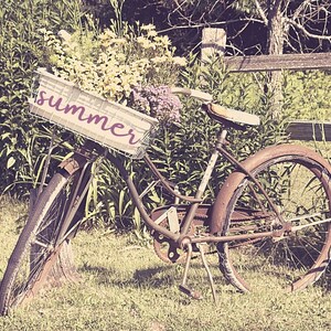 Vintage Summer Postcard, Summer Themed Card, Bike with Flowers Postcard