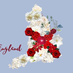 Carte postale d'Angleterre, carte postale anglaise fleur, carte postale patriotique vintage, carte drapeau de l'Angleterre