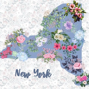 Pretty New York Postcard, New York Flower Postcard, Greetings from New York Postcard