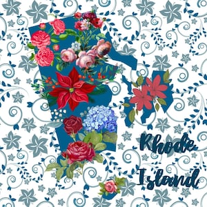 Cartolina del Rhode Island, Cartolina floreale di stato da collezione, Regalo per collezionista di cartoline, Cartolina floreale, Souvenir del Rhode Island