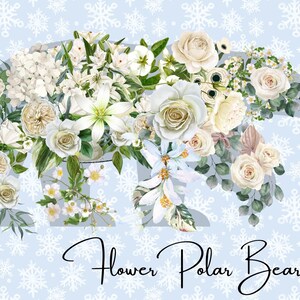 Carte postale de l’ours polaire avec des fleurs