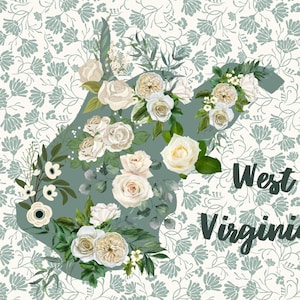 Cartolina dello Stato della Virginia Occidentale con fiori